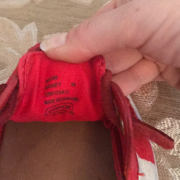 Coach monogram RED jacquard Loafers SZ 8 - Picture 5 of 6